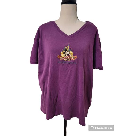 Walt Disney World Vintage Sz XXXL Embroidered Cotton Tee in Purple - Picture 2 of 6